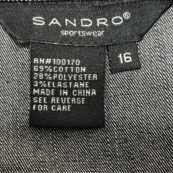 SANDRO Fit ‘n Flare Pieced/Tiered MIDI SKIRT - Black Denim Animal Print - NWOT - Picture 7 of 7